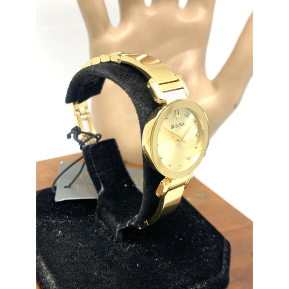 Bulova Women's Watch 97P164 Marc Anthony Quartz Bangle Petite Diamond Gold Dial - Picture 14 of 14